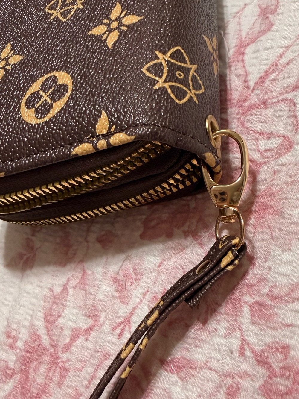 Brown Floral Print Zip-Around Inspired Wallet - Picture 4 of 5